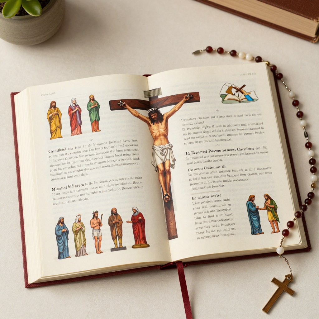 Książeczka z modlitwami drogi krzyżowej i obrazkami stacji
