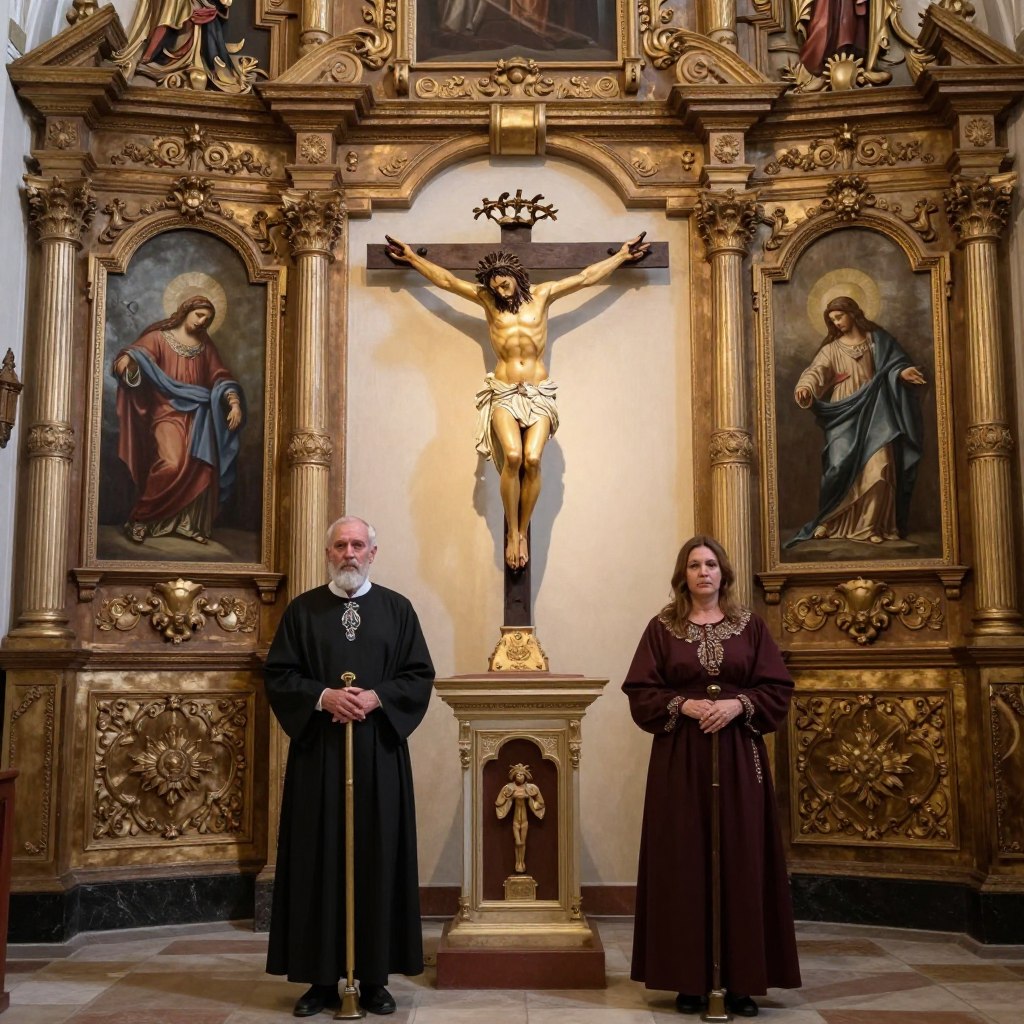 Tradycyjne stacje drogi krzyżowej w starym kościele