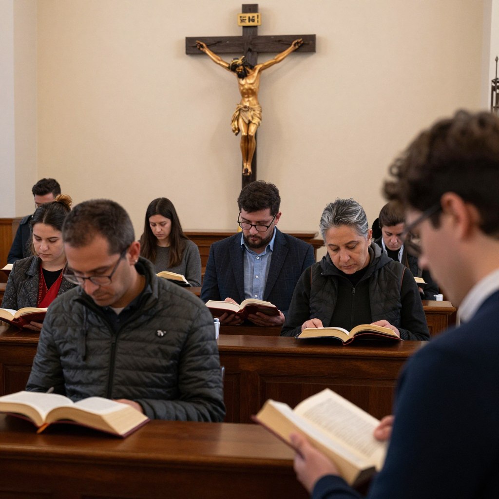 Wierni rozważający różne formy drogi krzyżowej